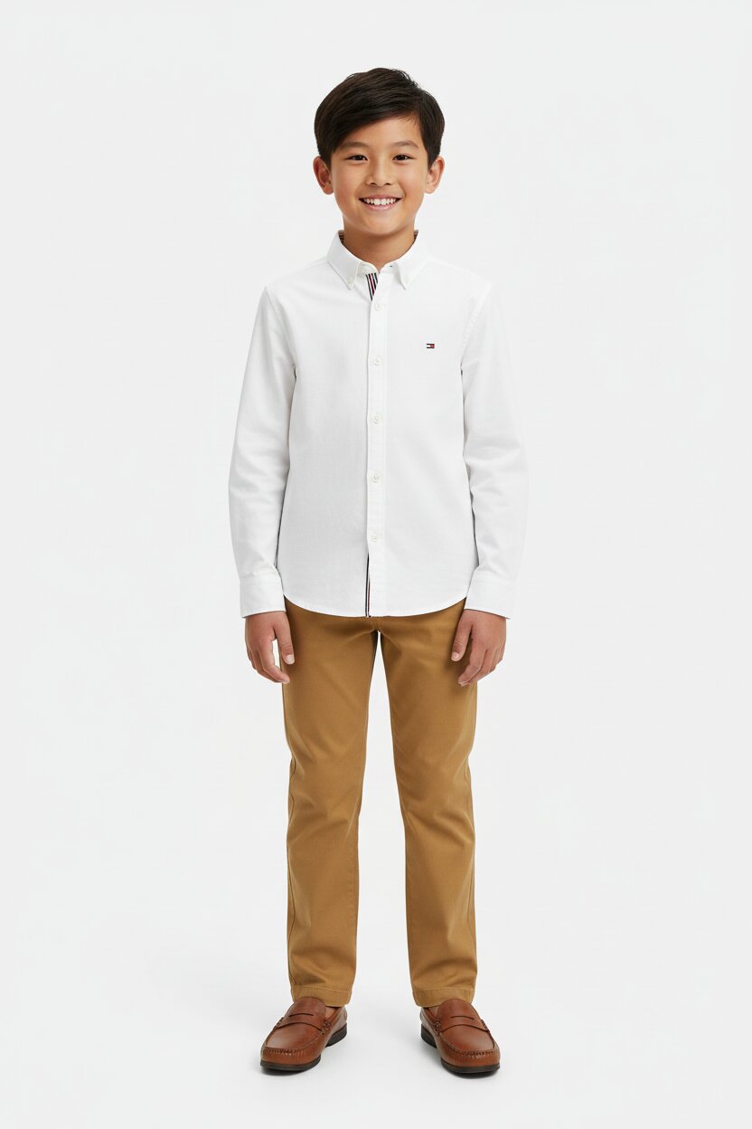 Tommy Hilfiger Pantalone Chino Sabbia Ragazzo In Cotone Slim Fit Elegante PE26