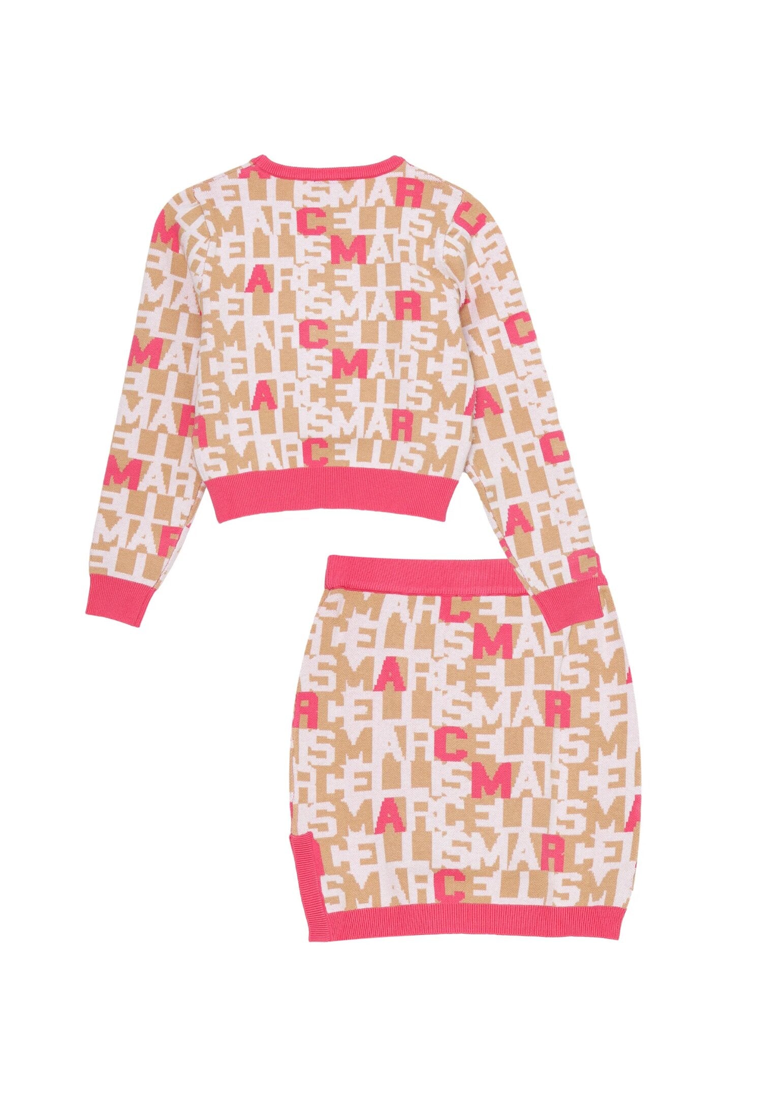 Marc Ellis Completo Rosa Bambina Con Gonna In Maglia Girocollo Elegante AI25