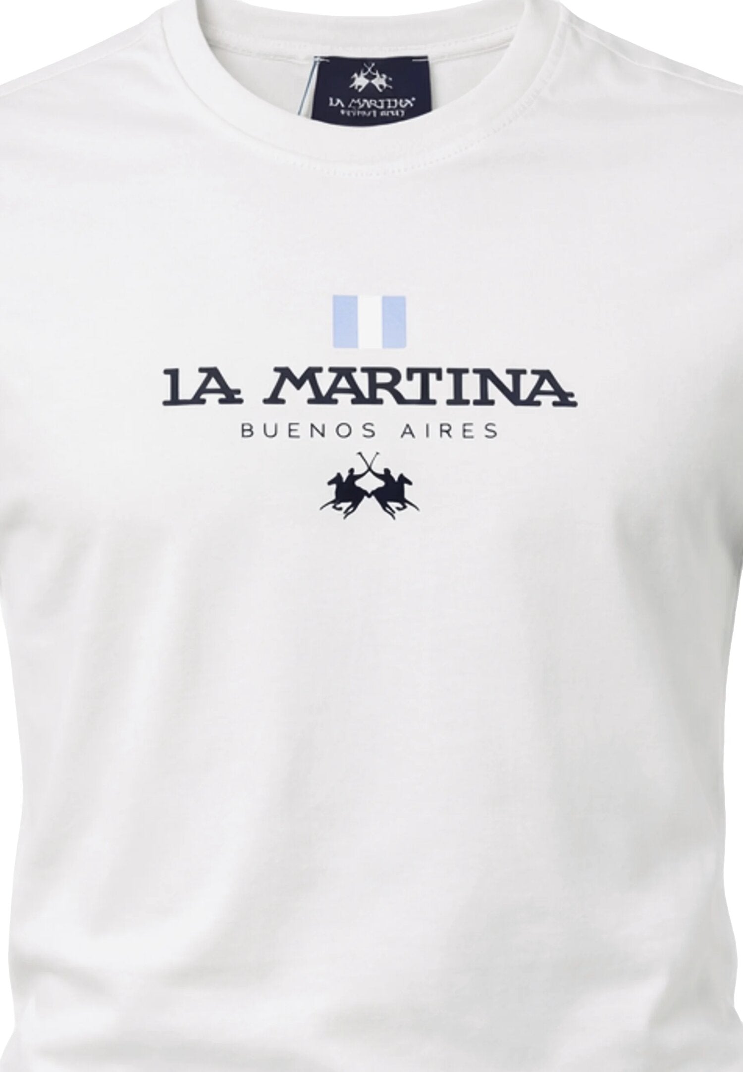 La Martina t Shirt Bianca Con Bandiera Piccola Logo Bambino MAB0005_