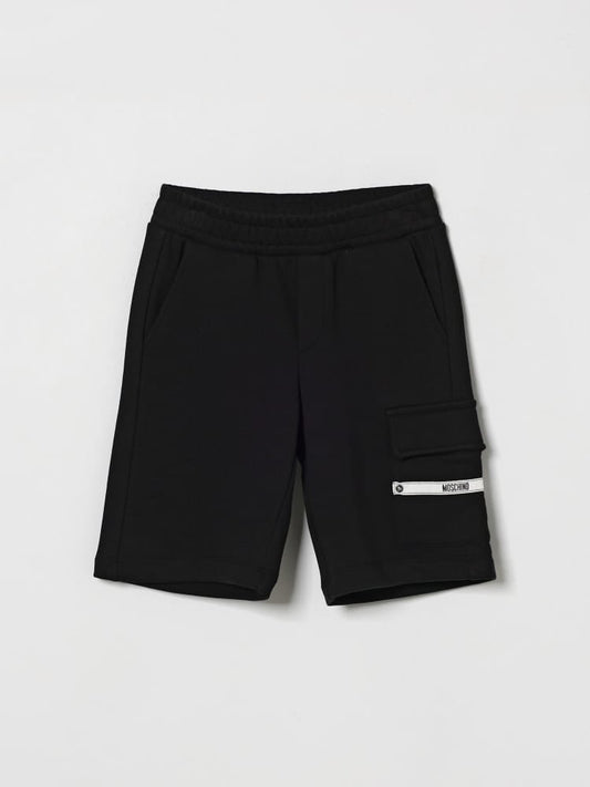 Moschino shorts kids/junior in cotone nero con logo Bambino