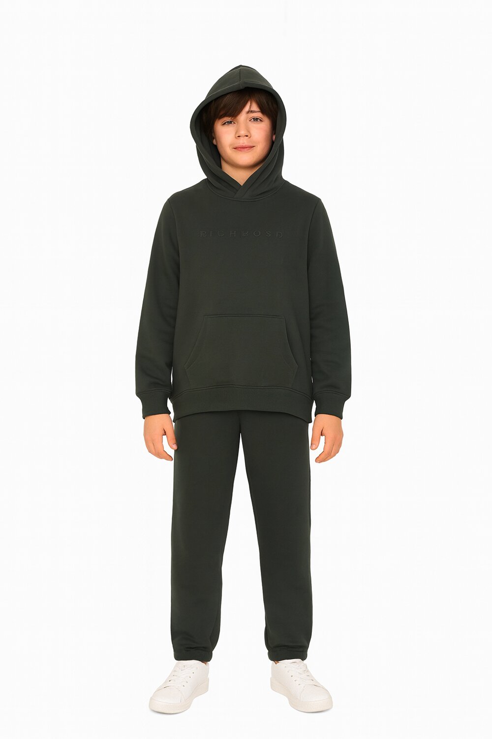 John Richmond tuta bambino verde cotone inverno con cappuccio