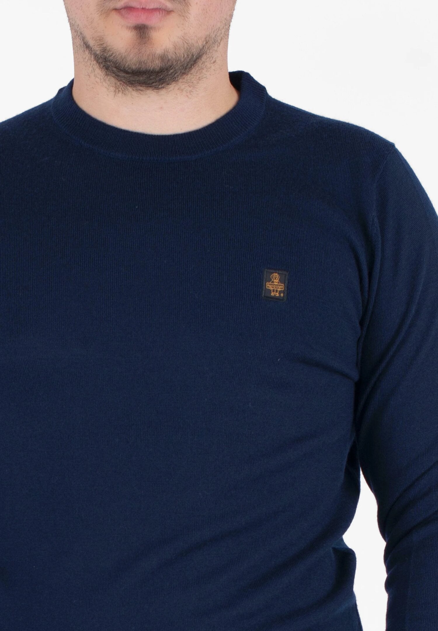 Refrigiwear Maglione Blu Uomo In Lana Girocollo Quotidiano AI25