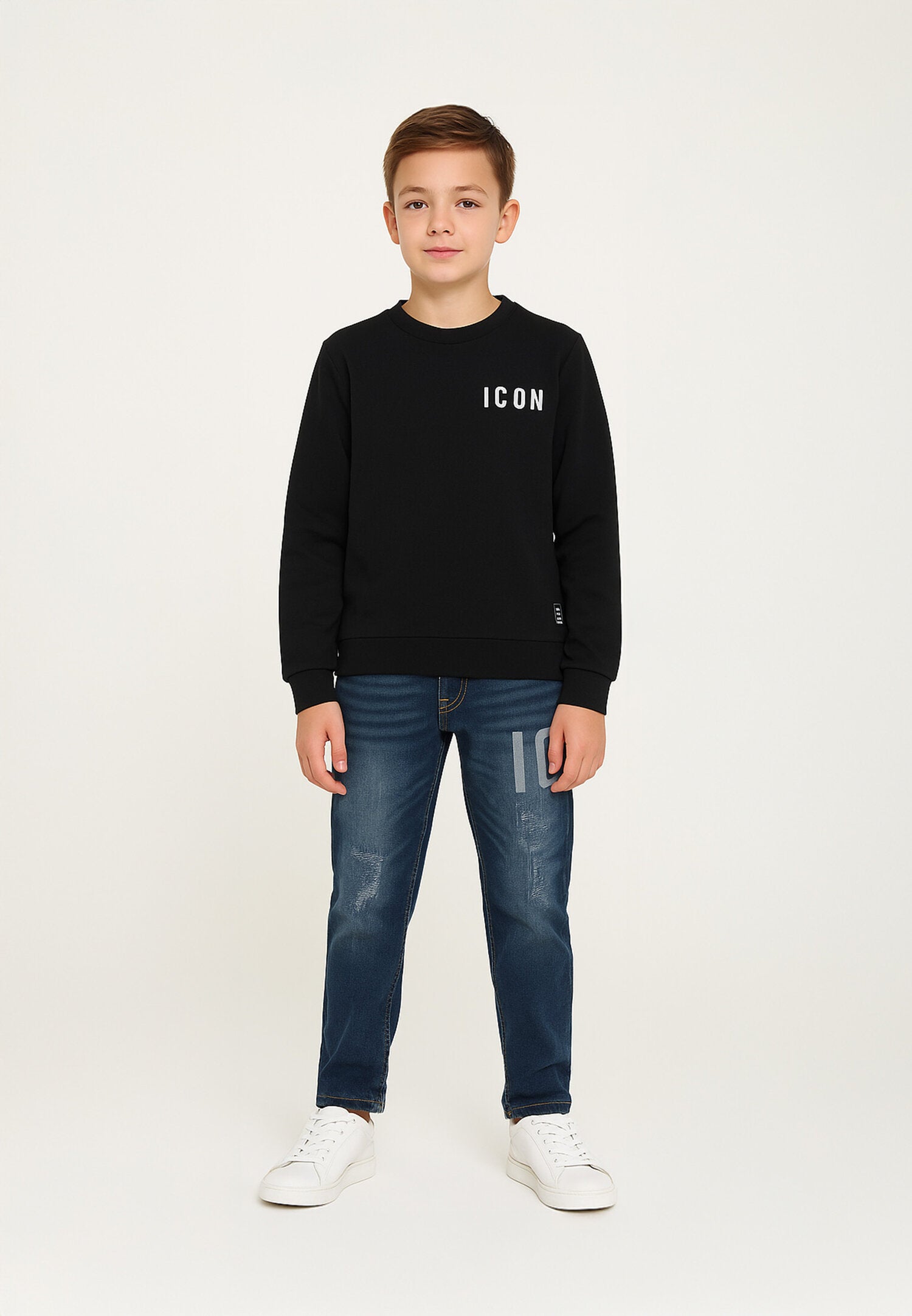 Icon Jeans Blu Denim Chiaro Bambino In Cotone Vita Regolabile Sportivo AI25