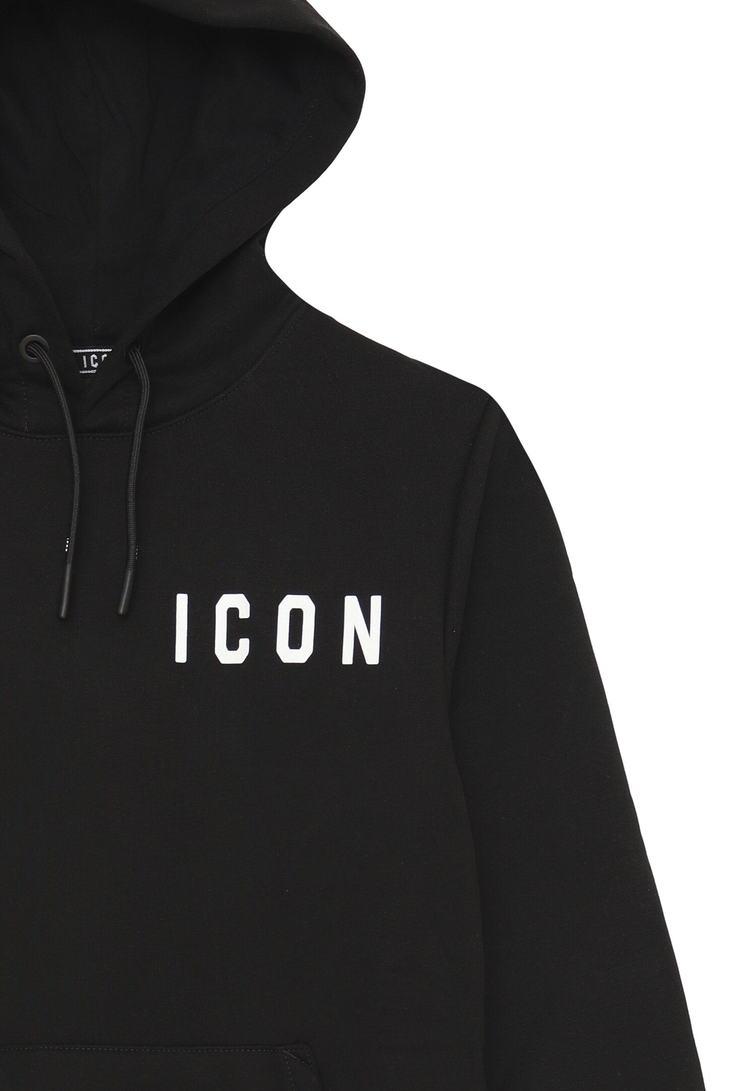 Icon Felpa Nera Bambino In Cotone Con Cappuccio Autunnale AI25