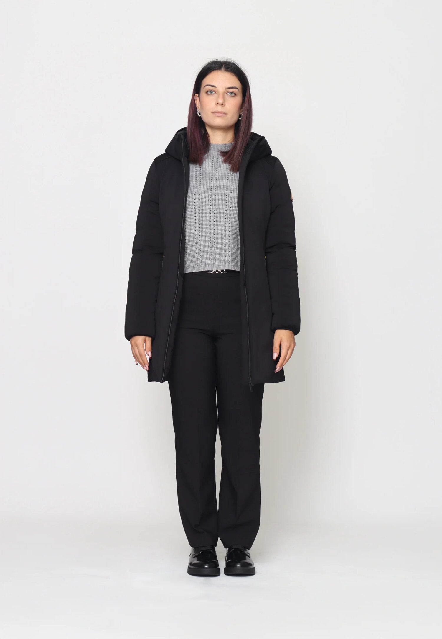 Ciesse Piumini Giubbotto Nero Donna In Poliestere Con Cappuccio Elegante AI25