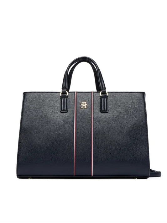 Tommy Hilfiger borsa blu navy donna mini logo oro | Misure: 32.5 x 21.5 x 15 cm