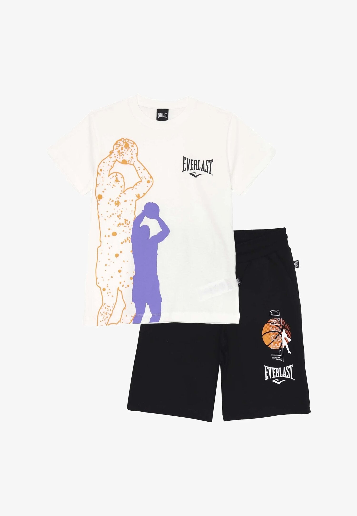 Everlast Completo t-shirt e bermuda Bambino off white e nero 2-16 anni basket | CammarataMode