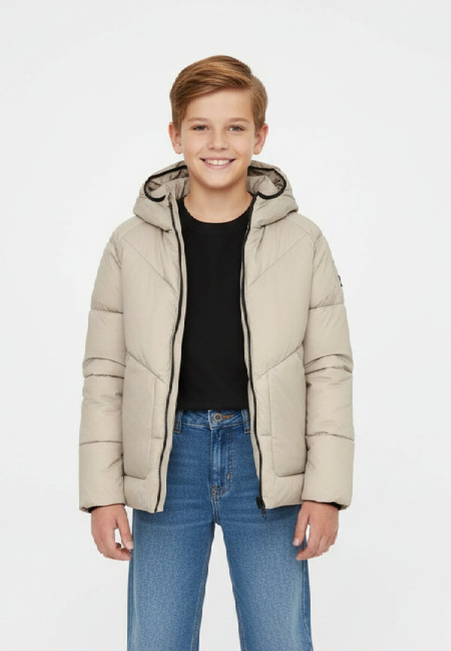 Refrigiwear Giubbotto Beoge Bambino In Nylon Con Cappuccio Invernale AI25