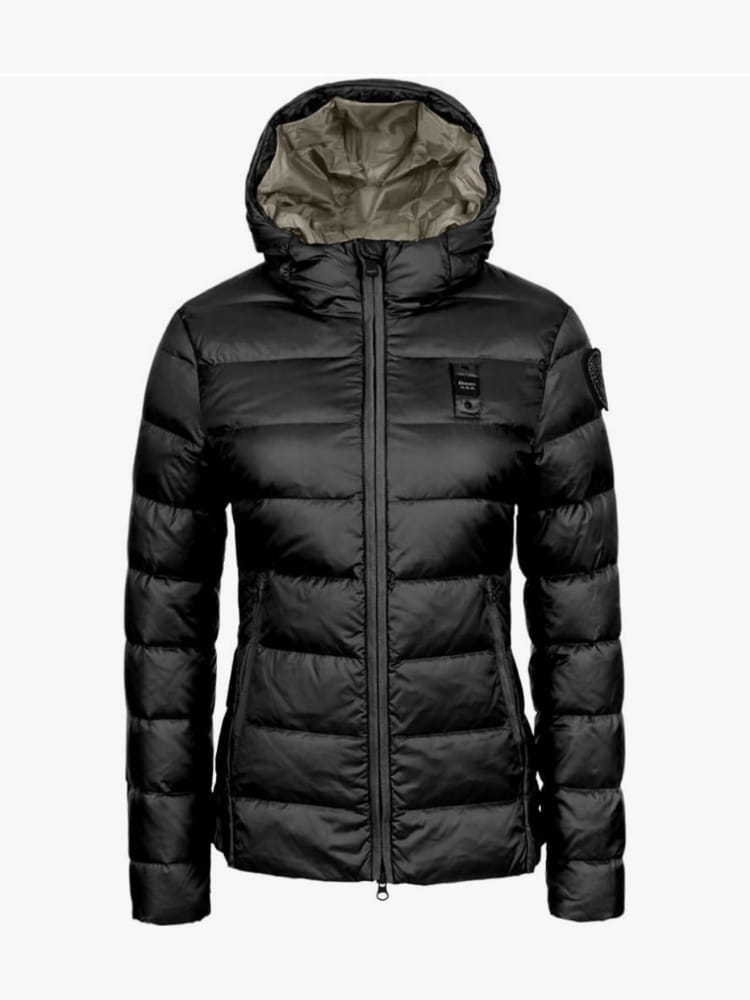 Blauer giubbotto nero ragazza con logo