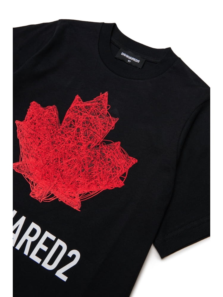 Dsquared t-shirt kids junior in cotone nero con logo Bambino
