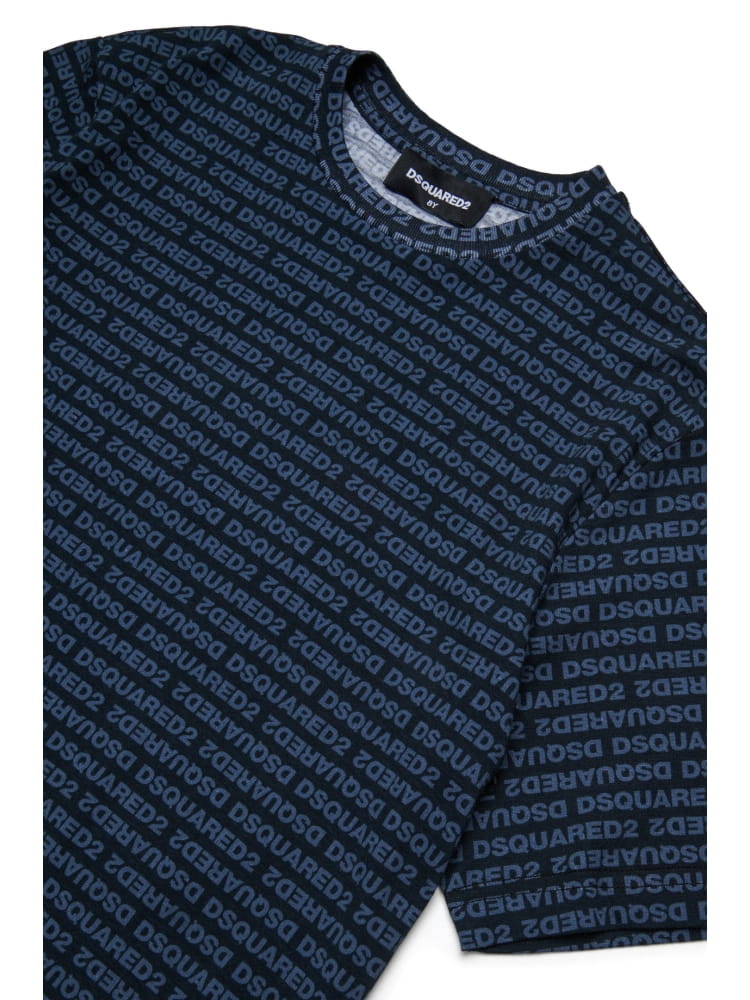 Dsquared t-shirt kids/junior in cotone nero con logo allover Bambino