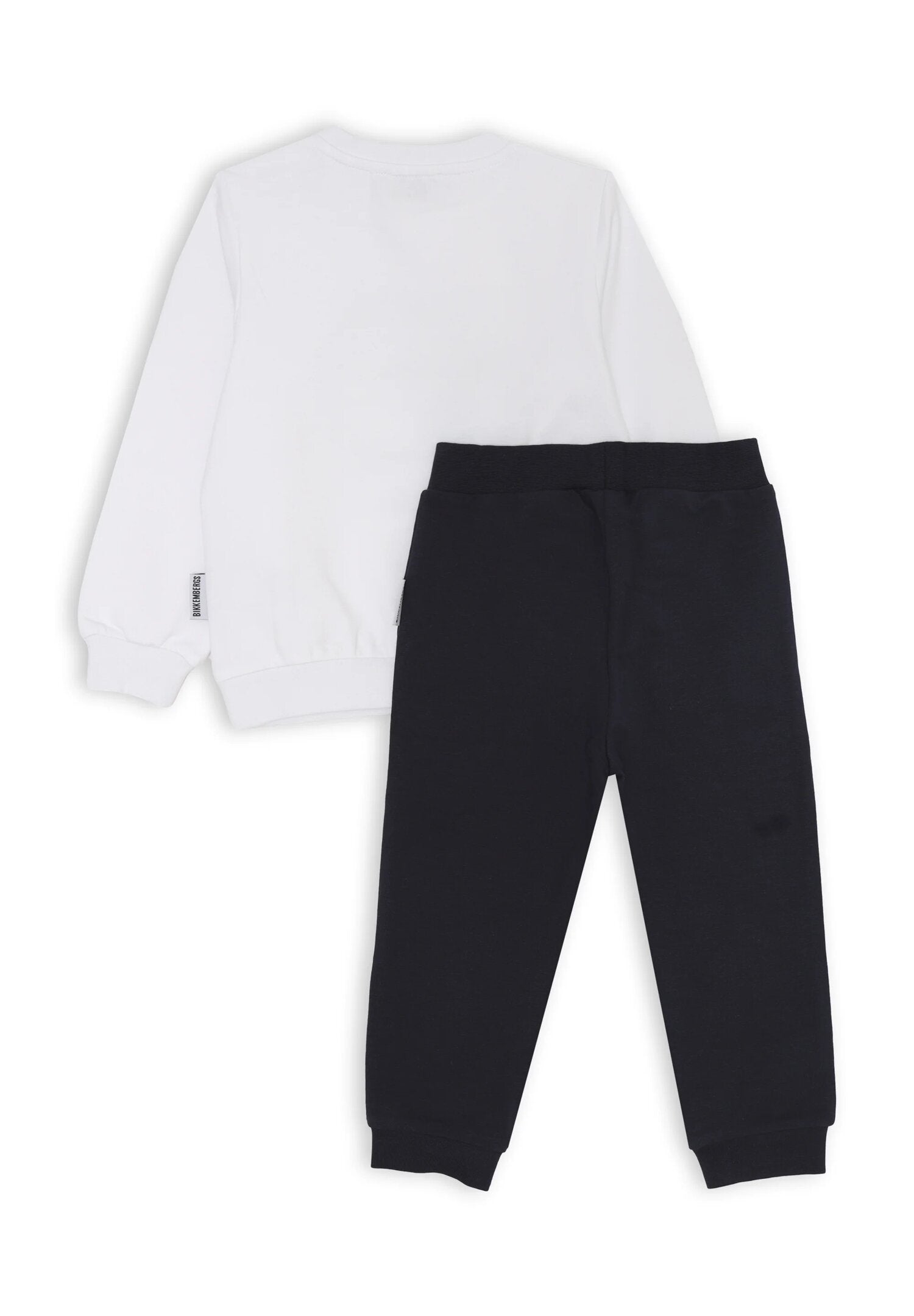 Bikkembergs tracksuit kids off white sweatshirt and blue trousers cotton sporty print | CammarataMode