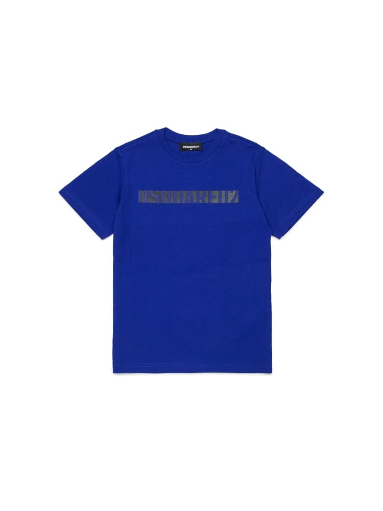 Dsquared t-shirt kids/junior in cotone bluette con logo Bambino