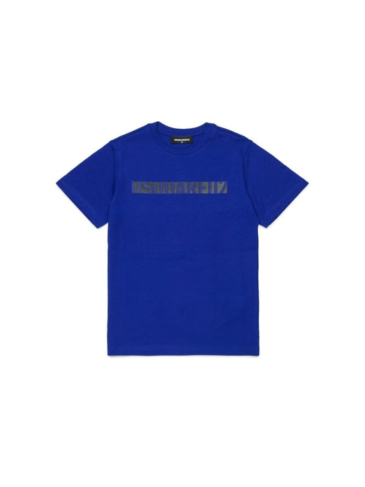Dsquared t-shirt kids/junior in cotone bluette con logo Bambino