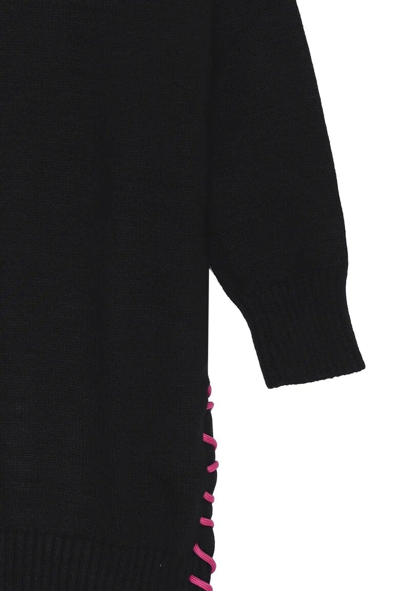 Gaelle Paris Vestito Nero Bambina In Lana Girocollo Elegante AI25