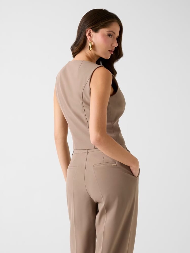 Guess gilet beige donna con bottoni gioiello