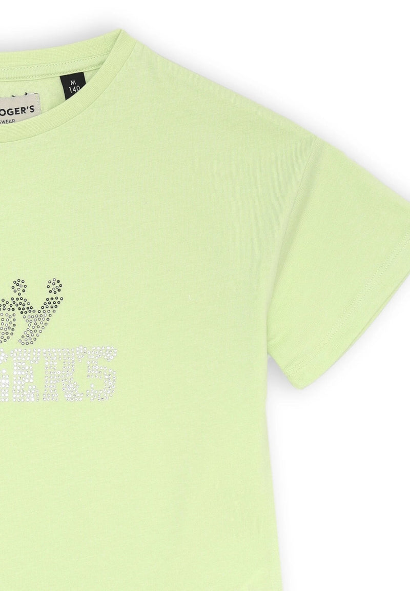 Roy Rogers - T-shirt verde lime bambina con logo strass - Primavera Estate - VLIME | CammarataMode