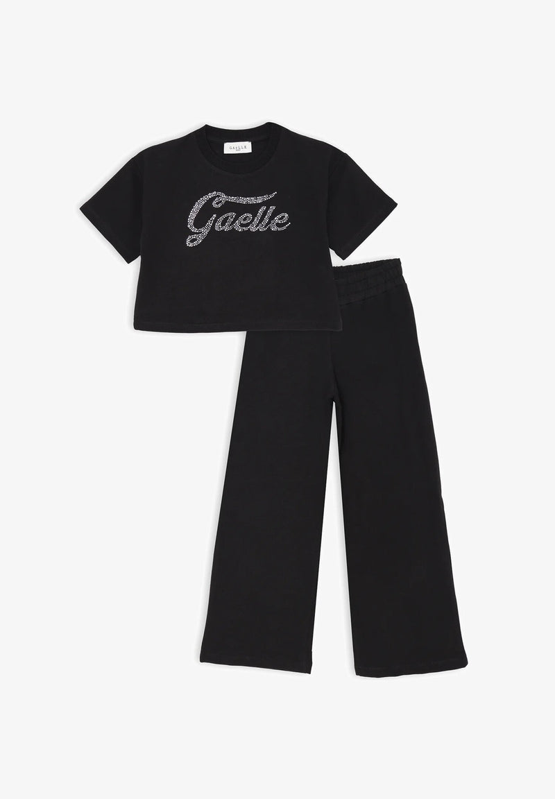 Gaelle Paris - Completo felpa e pantalone nero bambina ragazza - NERO | CammarataMode