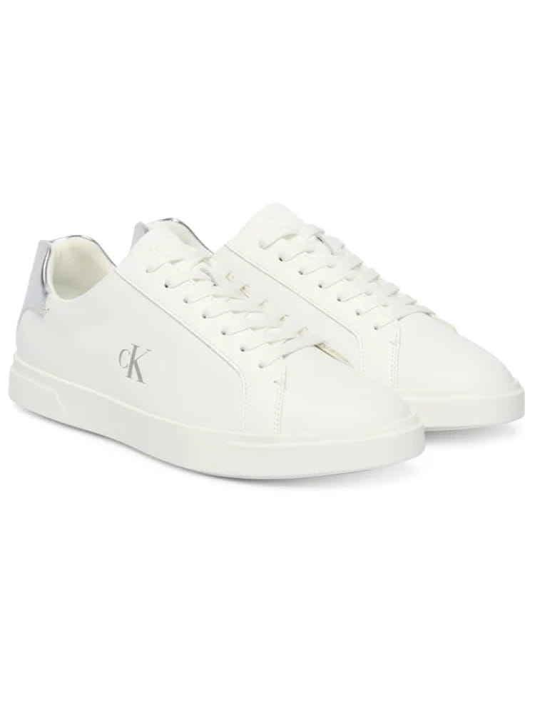 Calvin Klein sneaker bianca con logo e dettaglio argentato