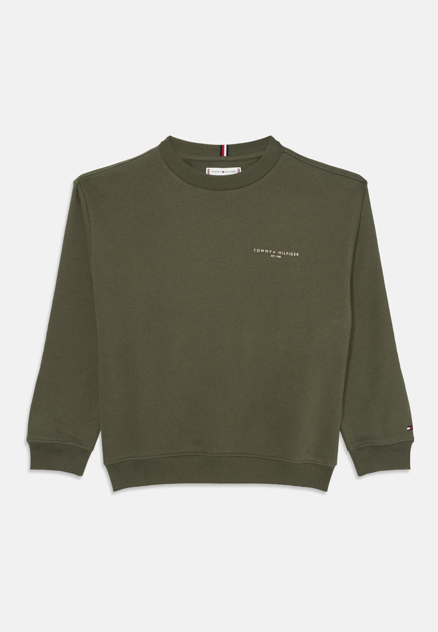 Tommy Hilfiger Felpa Verde Bambino In Cotone Girocollo Sportivo AI25
