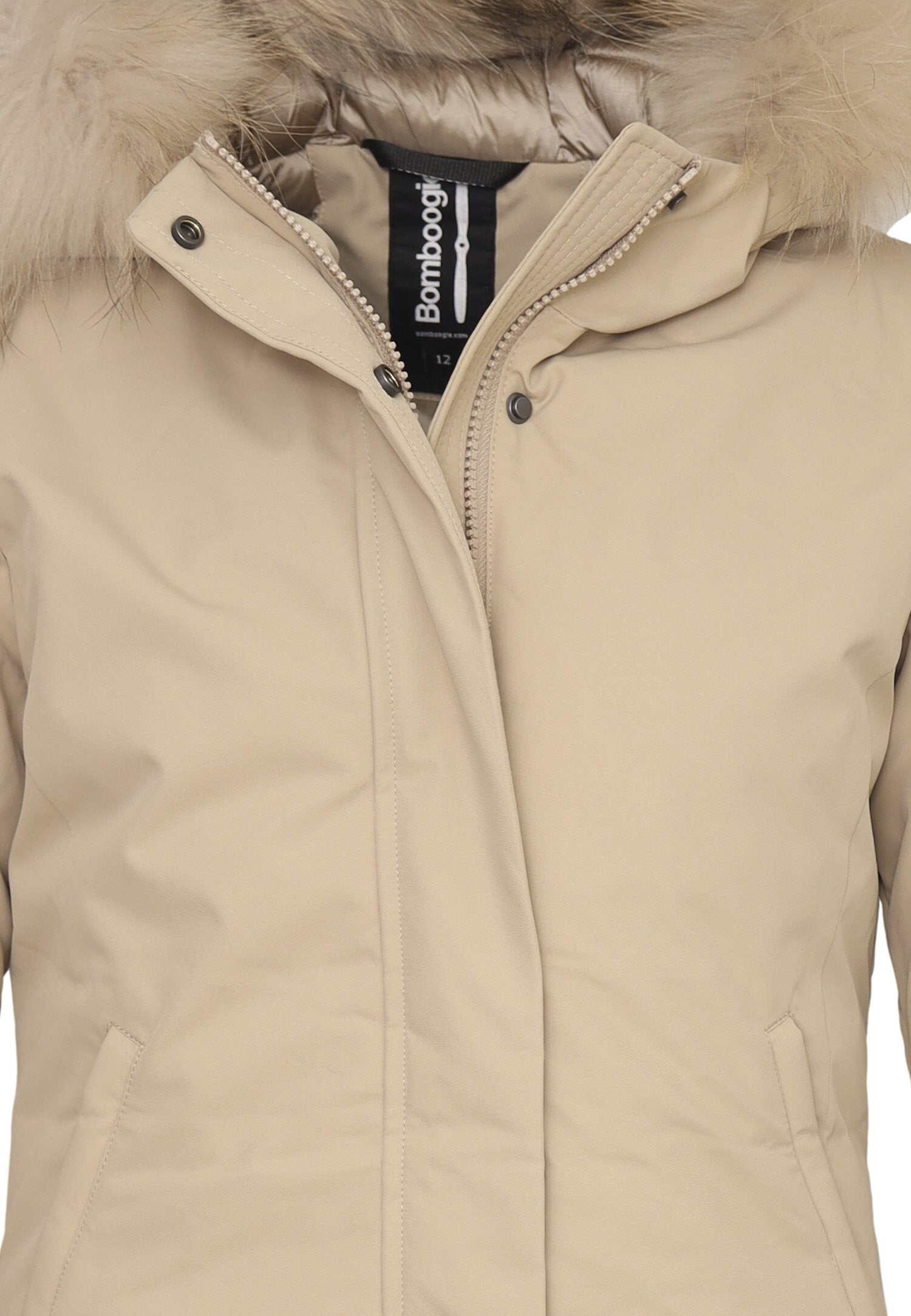 Bomboogie Giubotto Beige Bambina In Tessuto Con Pelliccia Elegante AI25