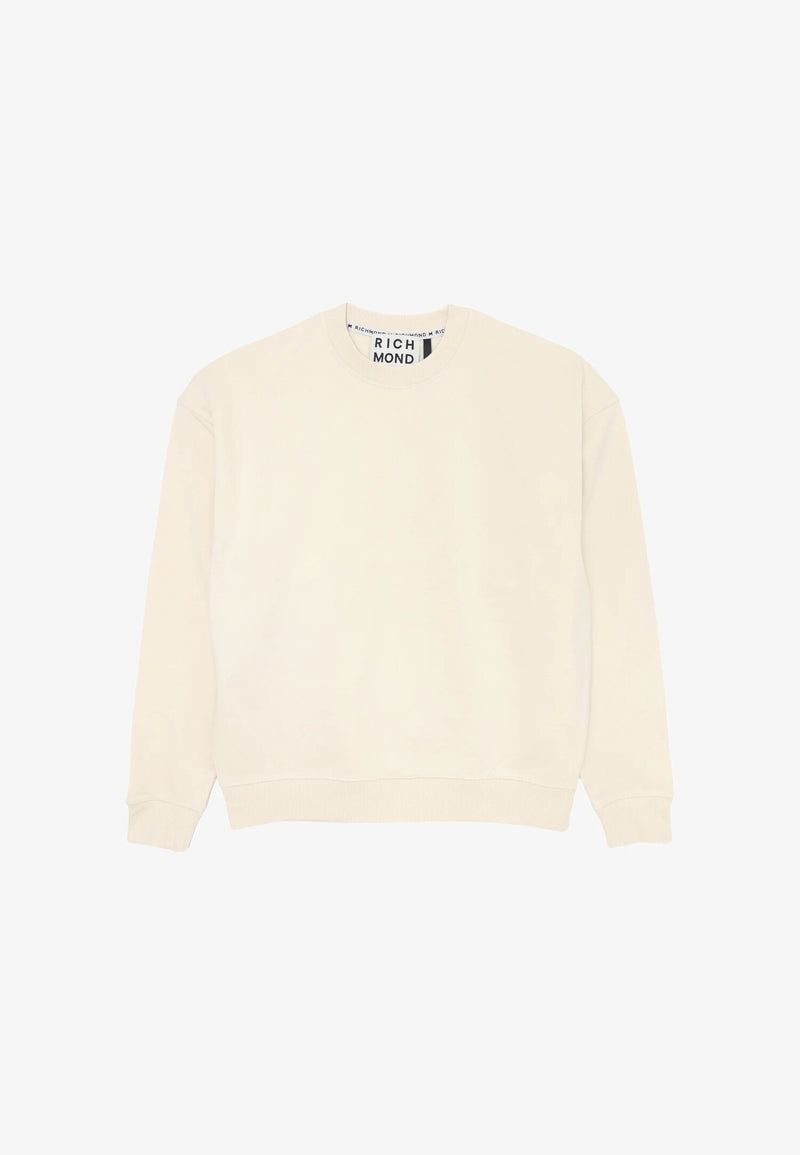 John Richmond Felpa Uomo Off White in Cotone Logo RCX - PANNA | CammarataMode