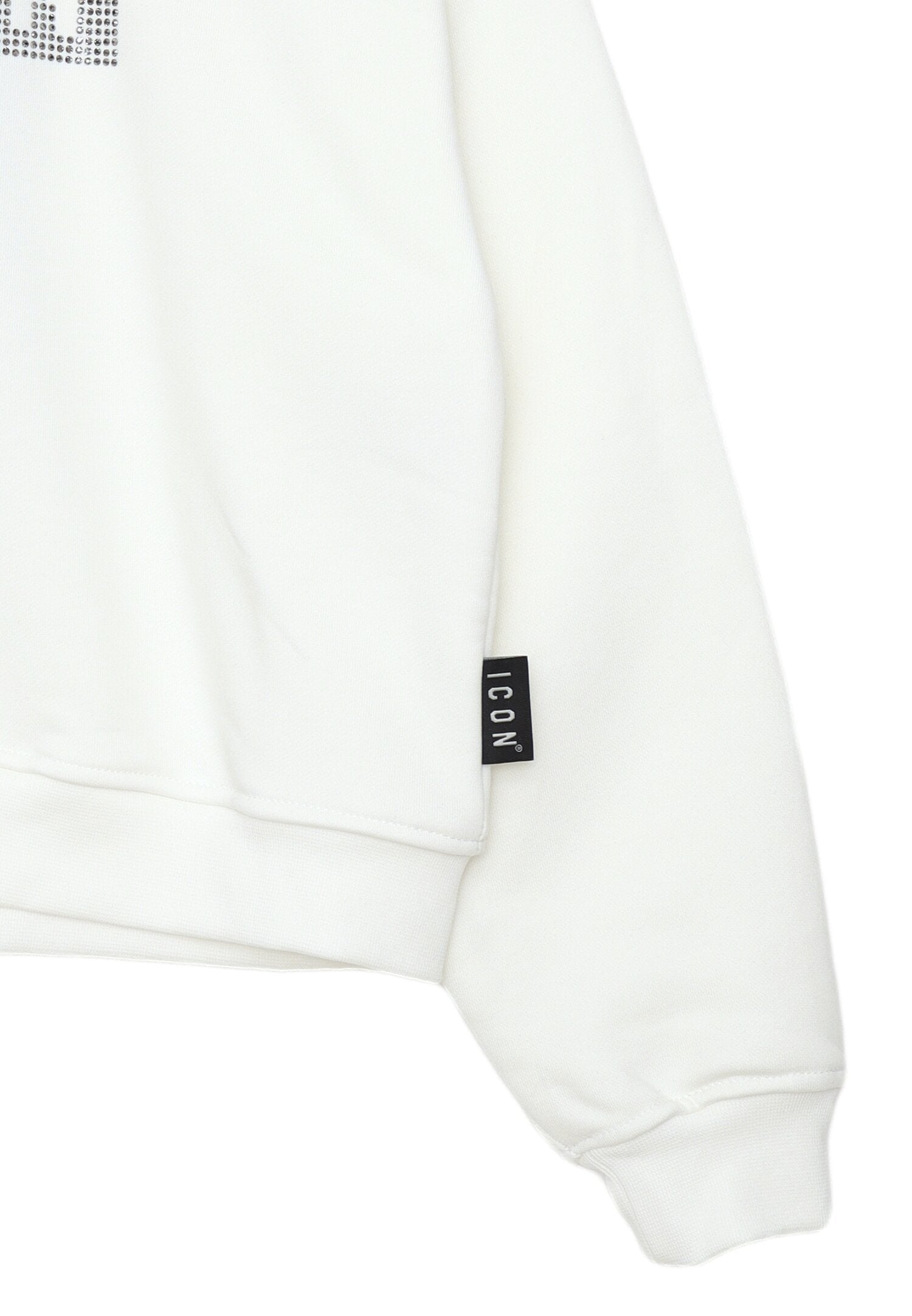 Icon Felpa Bianco Bambina In Cotone Con Cappuccio Sportivo AI25