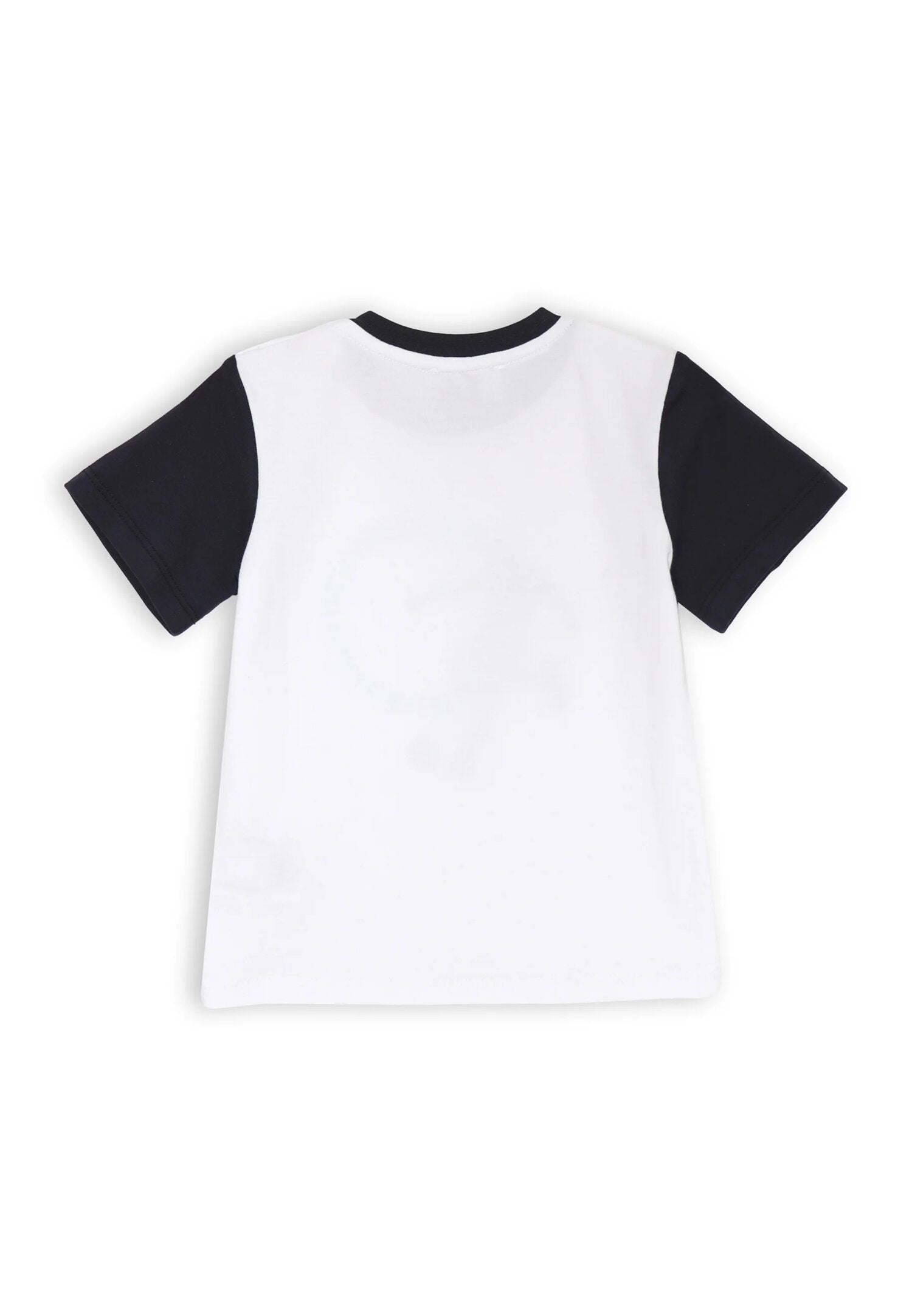 Bikkembergs summer set children graphic print t-shirt and blue cotton shorts | CammarataMode