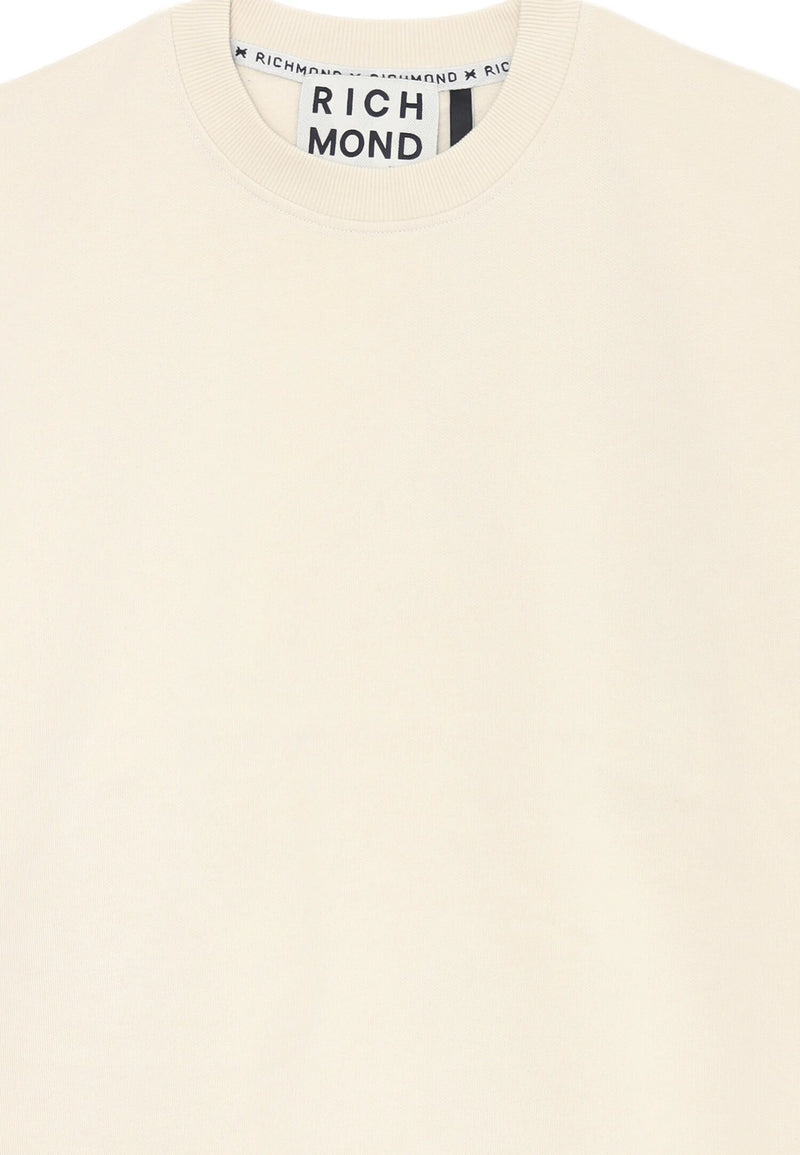 John Richmond Felpa Uomo Off White in Cotone Logo RCX - PANNA | CammarataMode