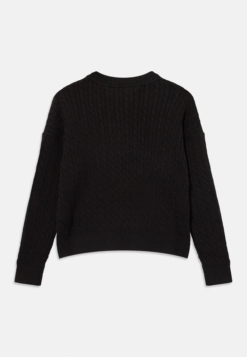 Tommy Hilfiger Maglia Nero Bambina In Cotone Girocollo | Passeggio AI25 | CammarataMode