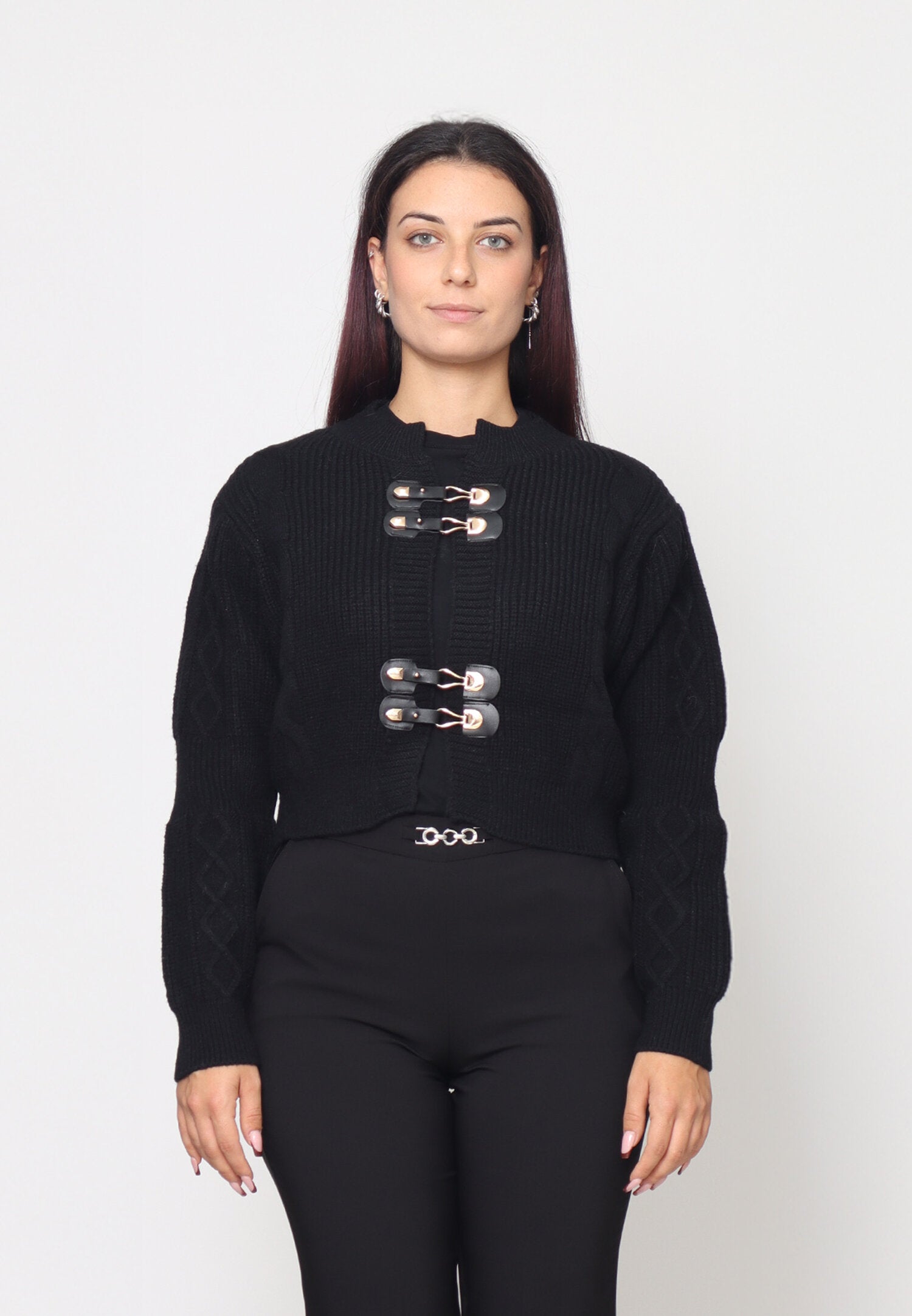 Monte Cervino Maglione Nero Donna In Lana Girocollo Elegante AI25