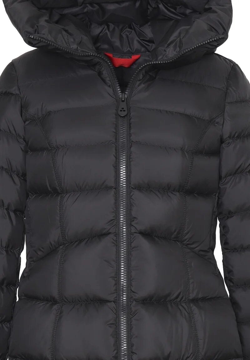 Peuterey Giubbotto Nero Bambina In Nylon Con Cappuccio Invernale AI25