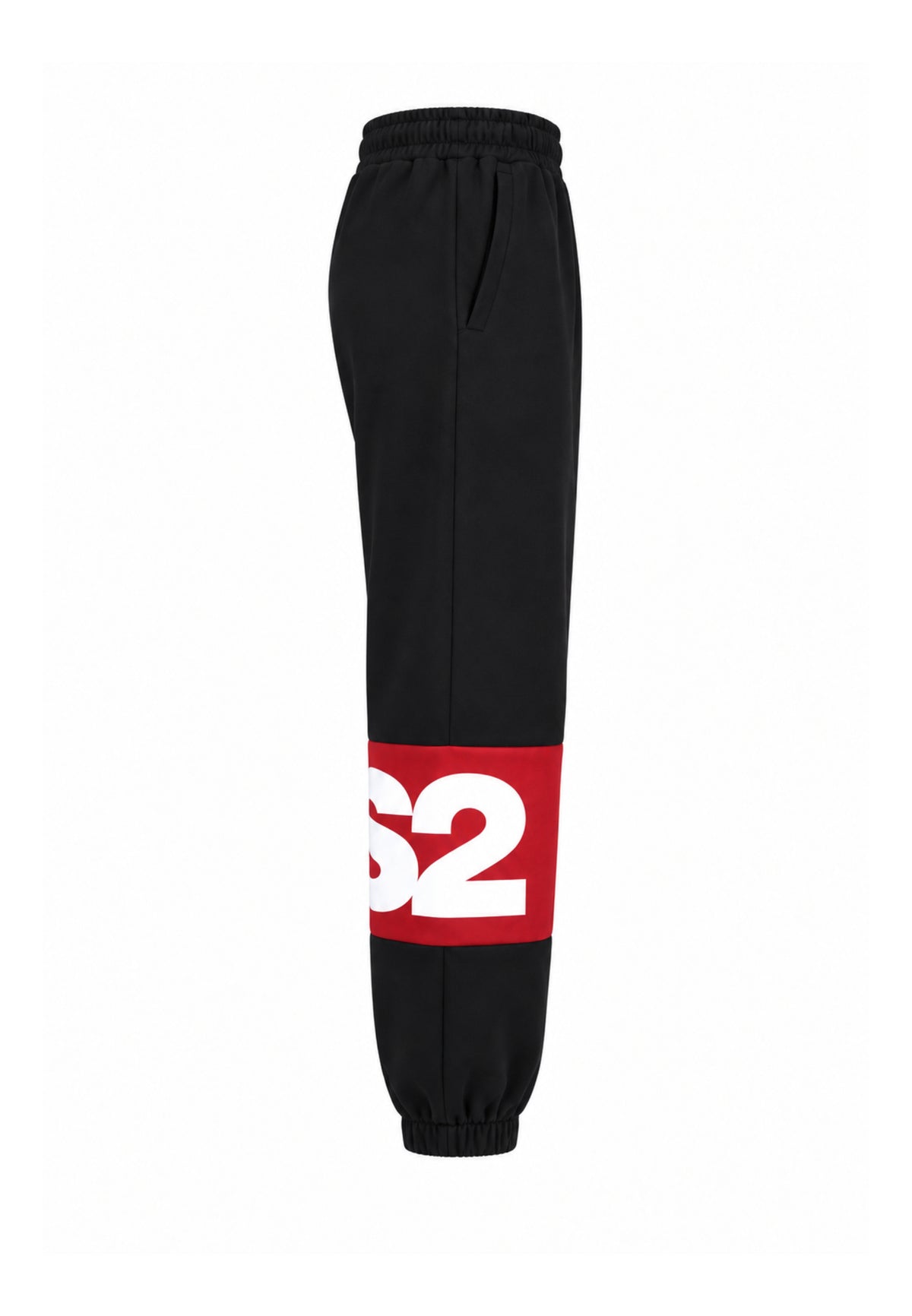 DS2 PANTALONE NERO TUTA CON BANDA ORIZZONTALE ROSSA Bambini e ragazzi F62K268.NE_