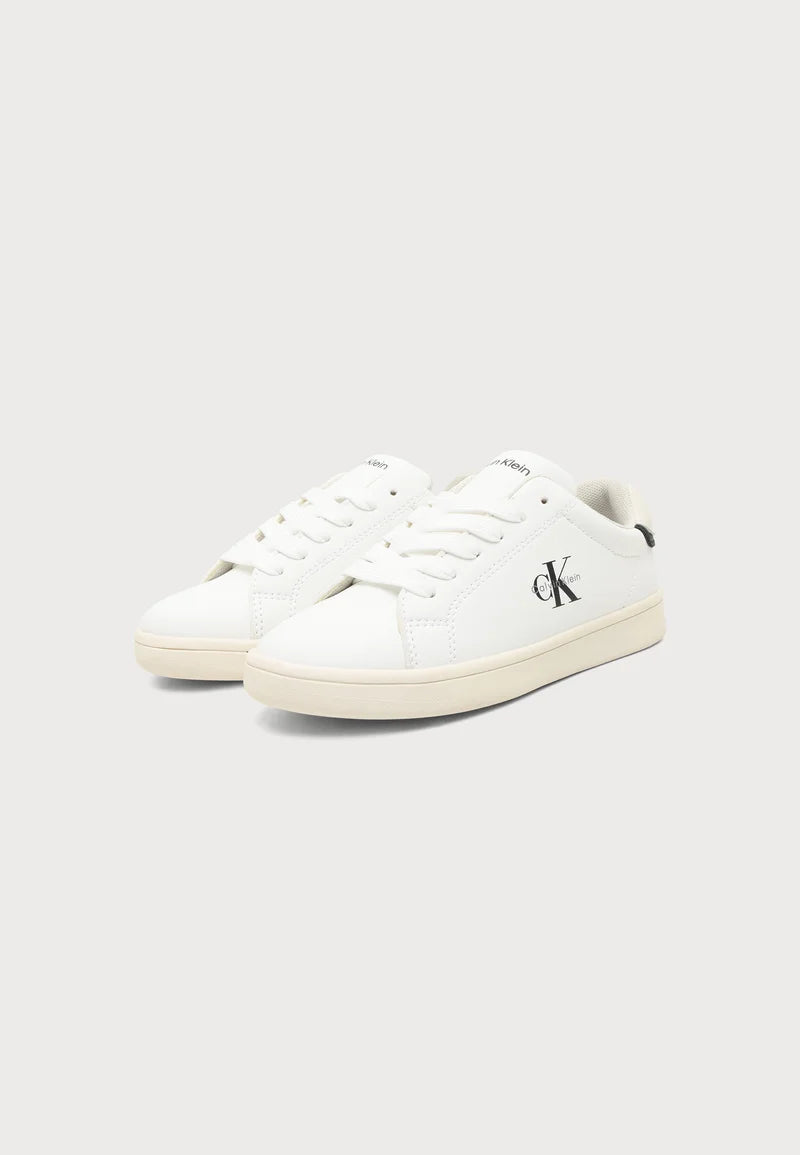CALVIN KLEIN SCARPA BIANCA CON DETTAGLIO NERO SUL RETRO E LOGO LATERALE Bambini e ragazzi 222-V3X9-89447-1355Y631.BIA_