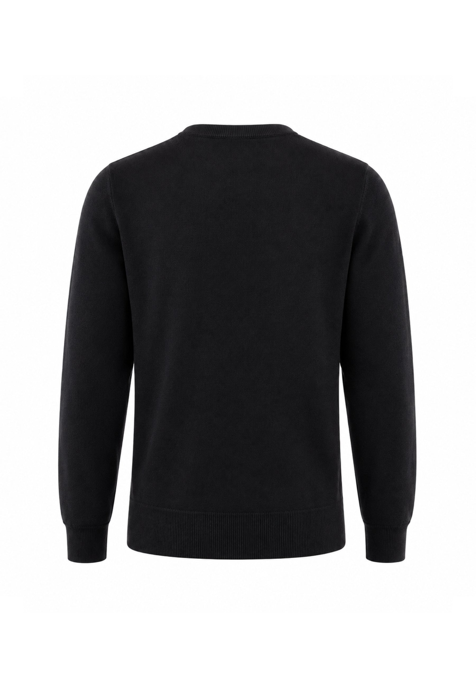 REFRIGIWEAR MAGLIONE NERO IN LANA SAGOMATO CON MINI LOGO RICAMATO Uomo BENNET PULLOVER.NE_