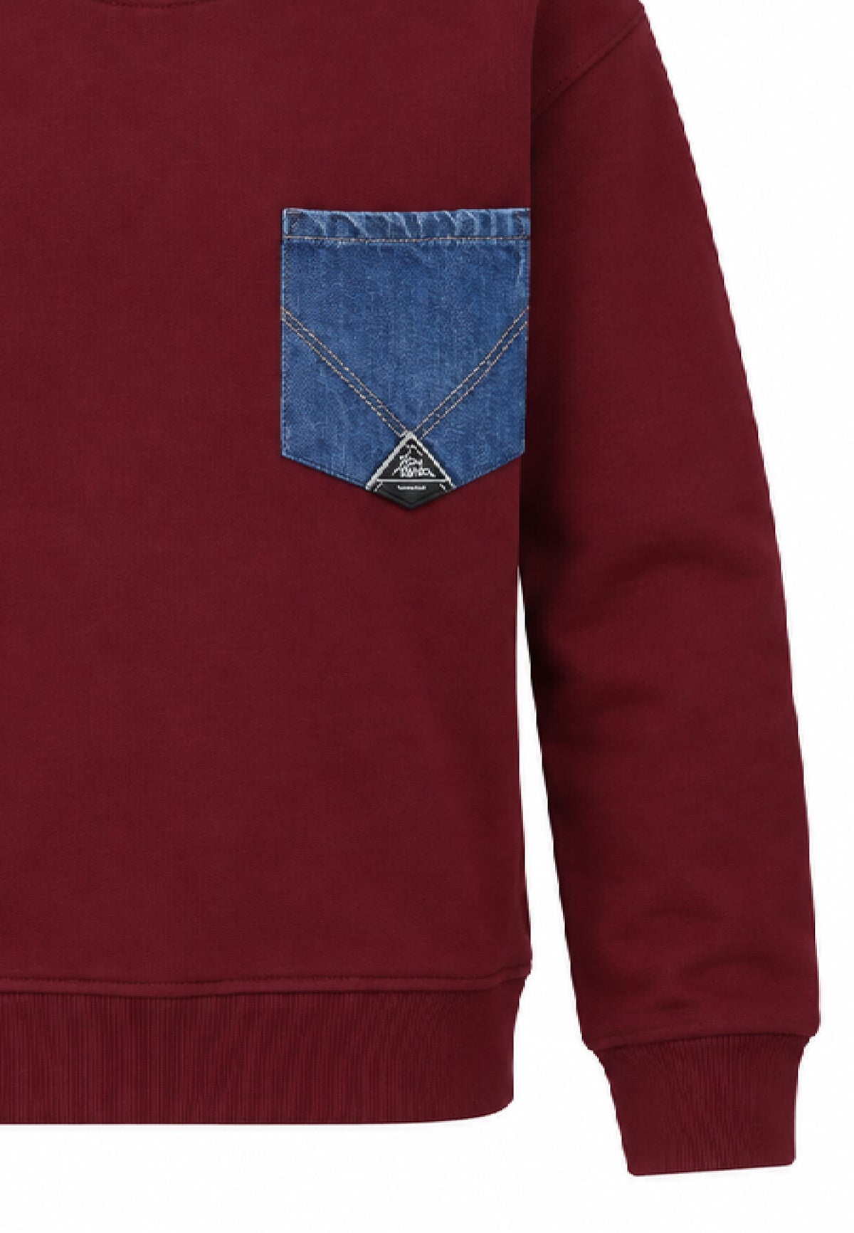 Roy Roger's felpa BORDEAUX GIROCOLLO CON TASCHINO IN DENIM Bambini e ragazzi rz485/00.bordeaux_