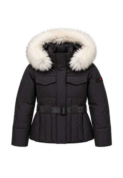Peuterey GIUBBOTTO NERO CON CINTURA ED ECOPELLICCIA Bambine e ragazze MOONLIGHT TA 03 FUR KID.NE