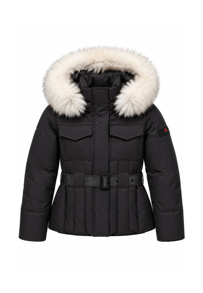 Peuterey GIUBBOTTO NERO CON CINTURA ED ECOPELLICCIA Bambine e ragazze MOONLIGHT TA 03 FUR KID.NE