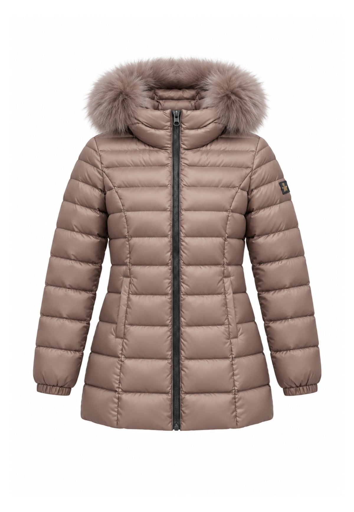 REFRIGIWEAR GIUBBOTTO TORTORA TRAPUNTATO CON CAPPUCCIO E PELLICCIA Donna LONG MEAD FUR JACKET.TORT_