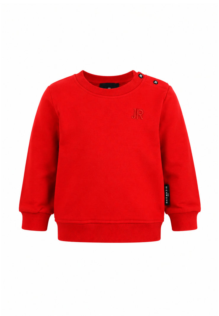 John Richmond felpa ROSSA GIROCOLLO CON LOGO RICAMATO TONO SU TONO Bambini e ragazzi ria26060fe.ro_