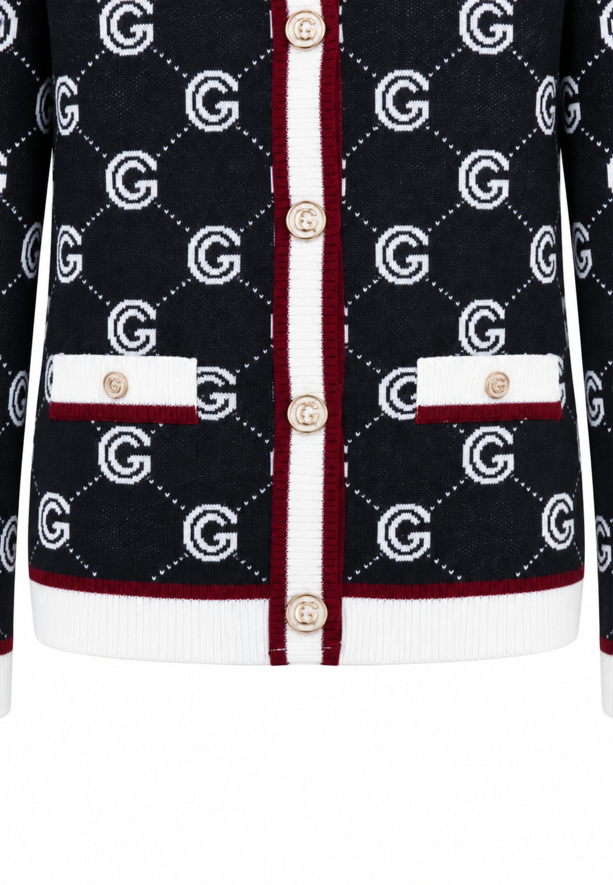 Gabriella Gucci CARDIGAN IN MAGLIA CON LOGO ALL OVER Bambine e ragazze GK340.NE_