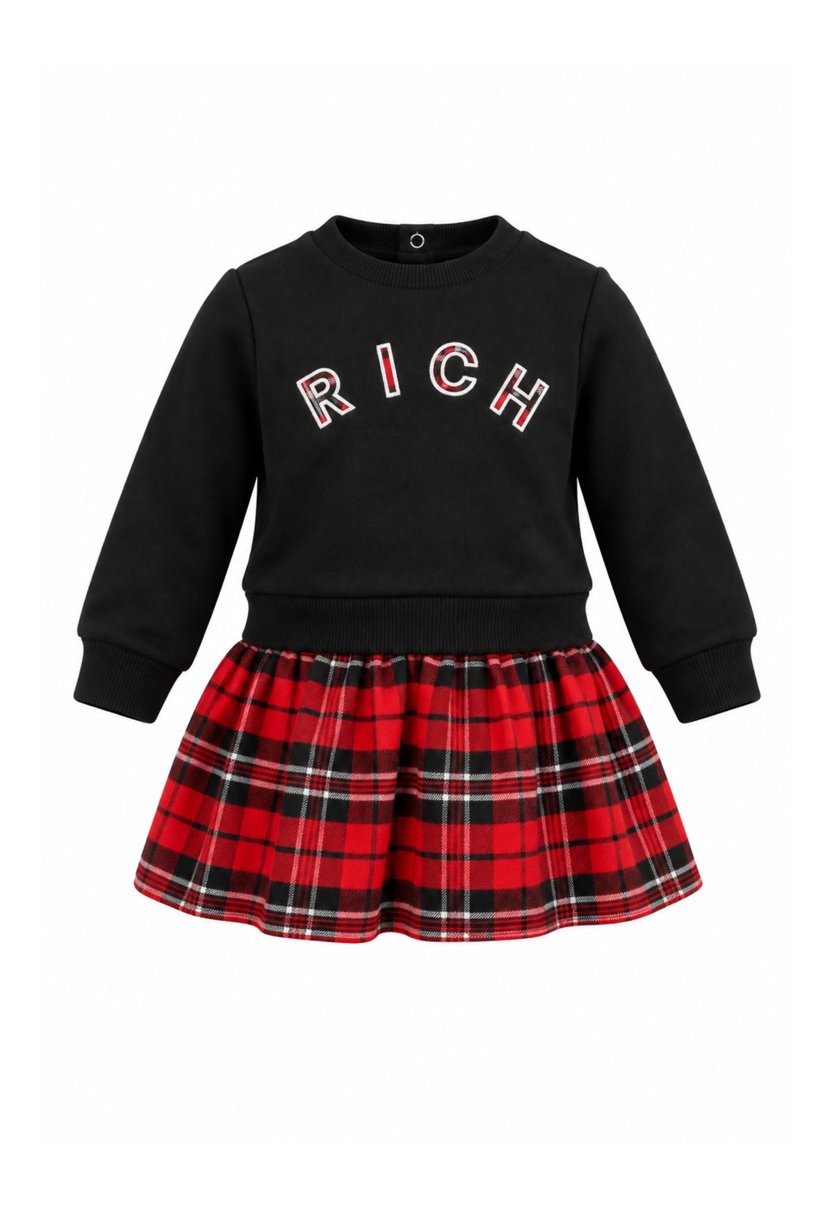 John Richmond VESTITO NERO CON GONNA IN TARTAN E MOTTO Bambine e ragazze RIA26082VE.NE_