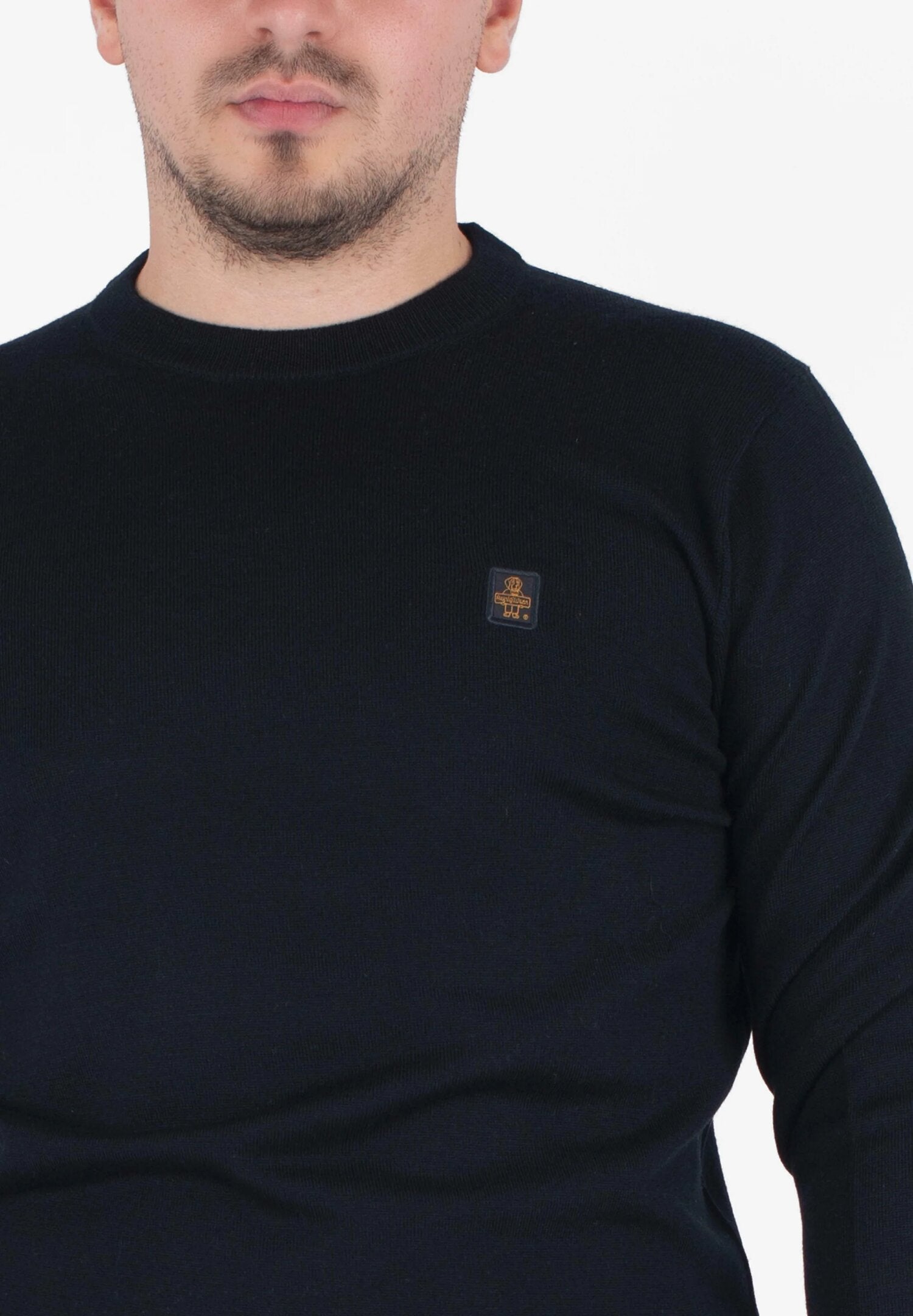 Refrigiwear Maglione Nero Uomo In Lana Girocollo Elegante AI25