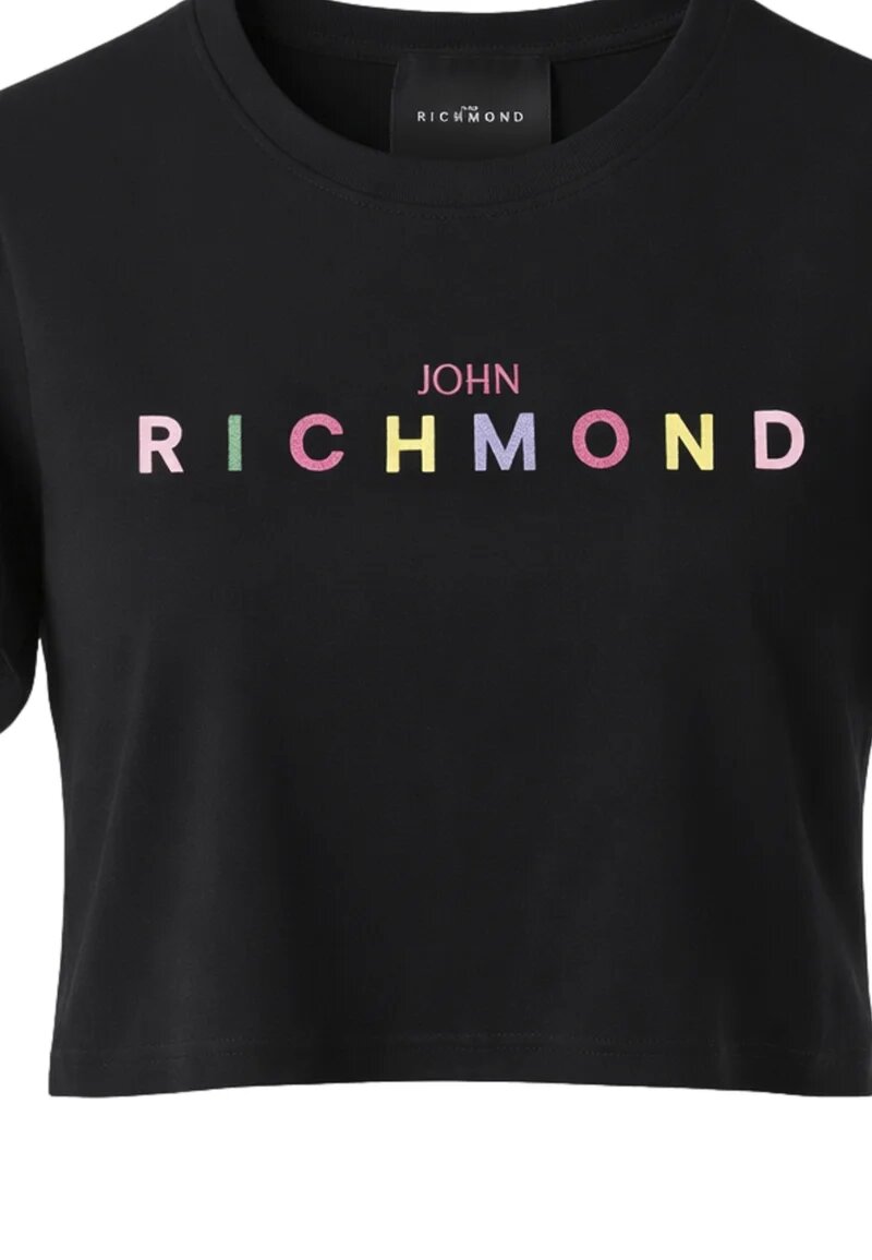 John Richmond Tshirt Nera Logo Arcobaleno Bambina RGP26008TO_
