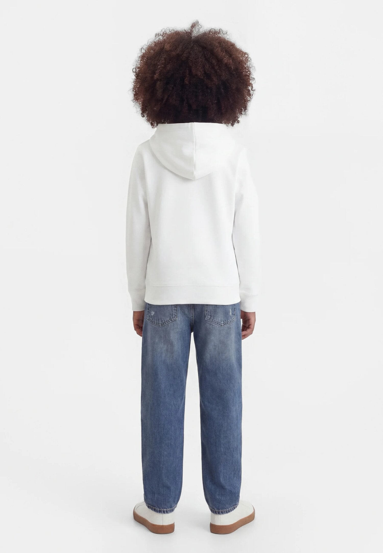 Calvin Klein Felpa Bianca Con Cappuccio Logo Centrale Bambino LV1CKTJB09YAF_