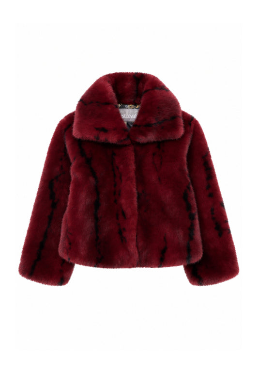 JUST CAVALLI eco pelliccia bordeaux a fantasia crop Bambine e ragazze jga26026pl.bordeaux_
