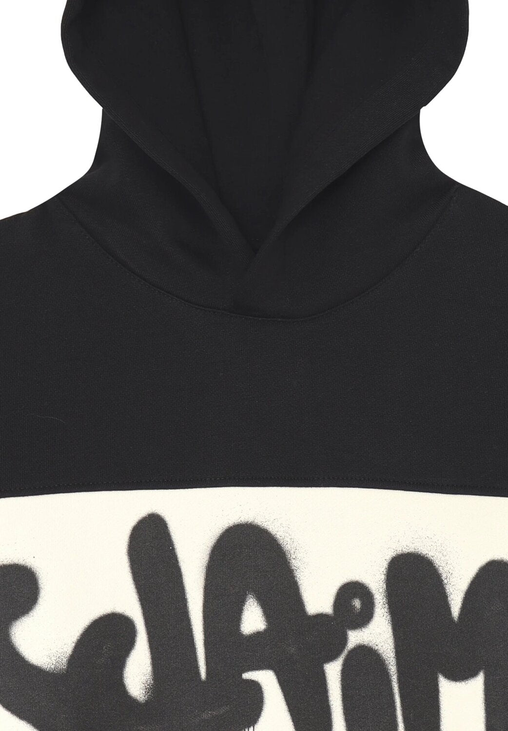 Disclaimer felpa con cappuccio bambino nera banda panna cotone inverno logo nero