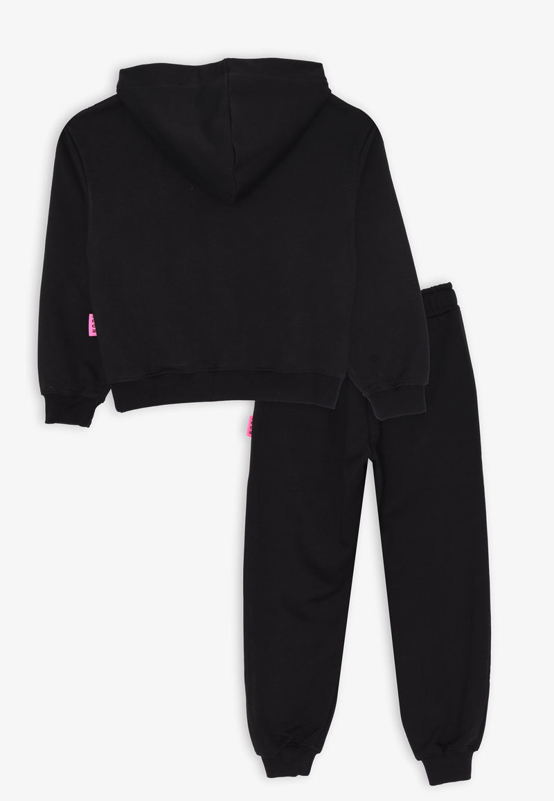 ICON Cropped Sweatshirt and Black Trousers Set - Girls and Teens - BLACK | CammarataMode