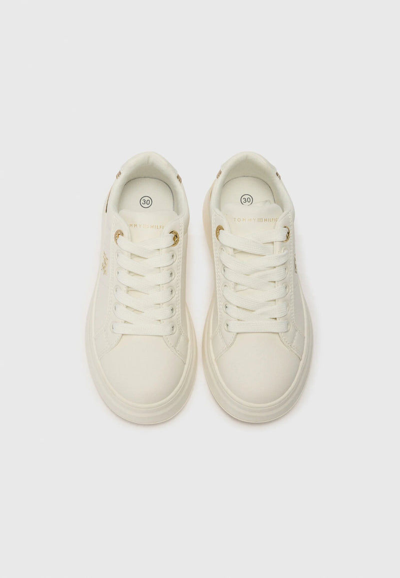 Tommy Hilfiger sneakers basse unisex bambino panna cotone estive eleganti - BIANCO | CammarataMode