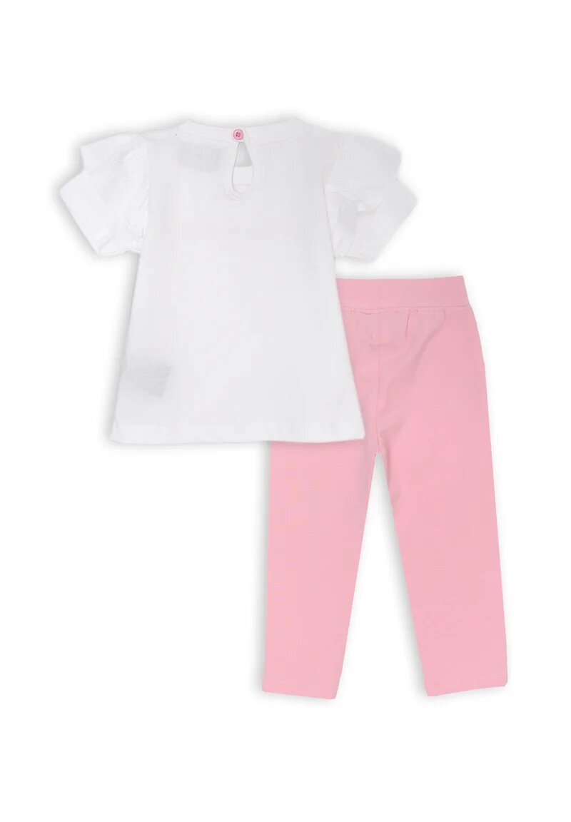 John Richmond White Pink Straight Leggings and Top Baby Girl Set - ROSE | CammarataMode